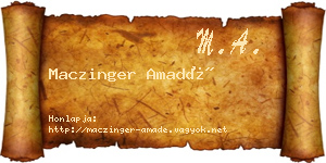 Maczinger Amadé névjegykártya